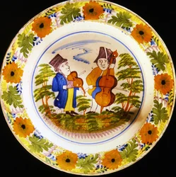 Teller der Manufaktur Viana do Castelo mit zwei Musikern